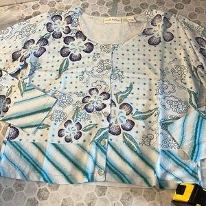 Marsh Landing Medium long Sleeve Button Up Blue Purple Button Up Cardigan